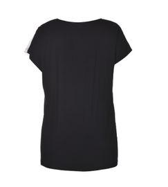 Black White Contrast Color Ladies Fashion Tops Round Neck T Shirt With Lycra