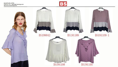 Soft Fashion Ladies Blouse / Ladies Casual Tops And Blouses Multi Color