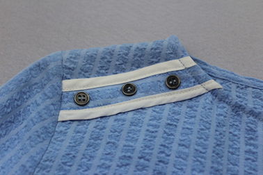 Breathable Blue Color Blouse / Womens Fashion Blouses Soft Lightweight