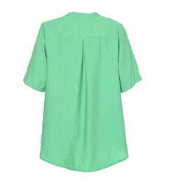 Ladies Short Sleeve Summer Buttons Blouses With Back Pleat In Fresh Green Color