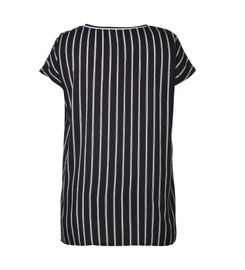 Bow Tie Short Sleeve Women's Striped Tops In Black With Viscose Composition