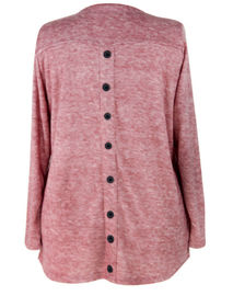 Comfortable Fashion Ladies Blouse Round Neck Knitted Long Blouse With Buttons At Back