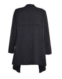 Long Sleeve Woven Fabric Ladies' Striped Coat With Frill Placket For Autumn