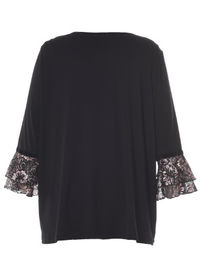 Fashion Round Neck Ladies Oversized Shirts Casual Style With Flare Lace Cuff