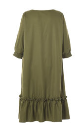 Custom Ladies Long Flounce Dress Chiffon Fabric With Smock Design Sleeve