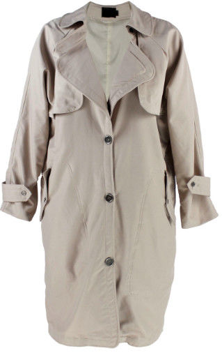 Large Lapel Off White Cool Womens Coats Long Length With Buttons Closure