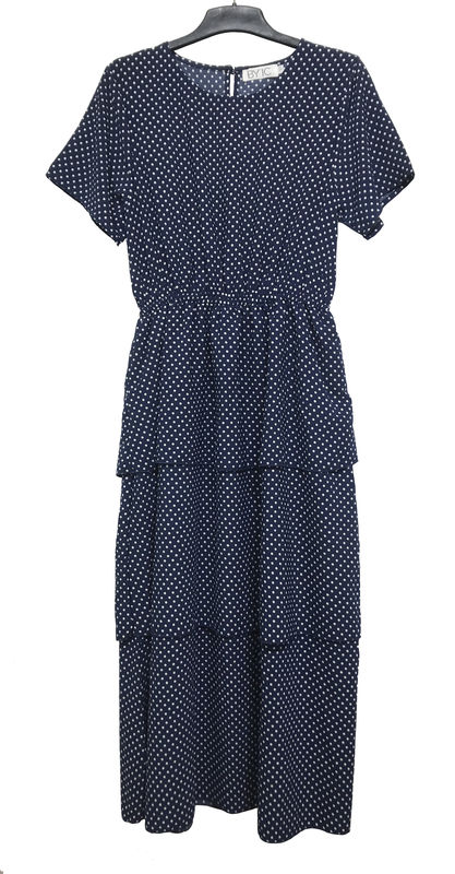 Polka Dots Comfortable Ladies Plus Size Dresses Navy Color Dress For Summer Season