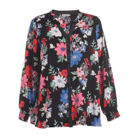 Colorful Printed Plus Size Fashion Ladies Blouse With Long Sleeve Nice Figure