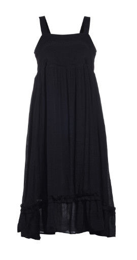 Black Color Chiffon Plus Size Slip Dress Polyester Material With Flounce Hem And Lined